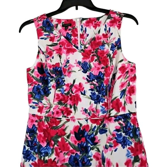 TALBOTS ~Woman Size 8~ White Floral Cotton Dress Fully Lined NWOT. - Picture 8 of 9